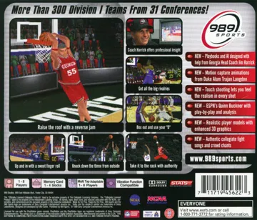 NCAA Final Four 2000 (US) box cover back